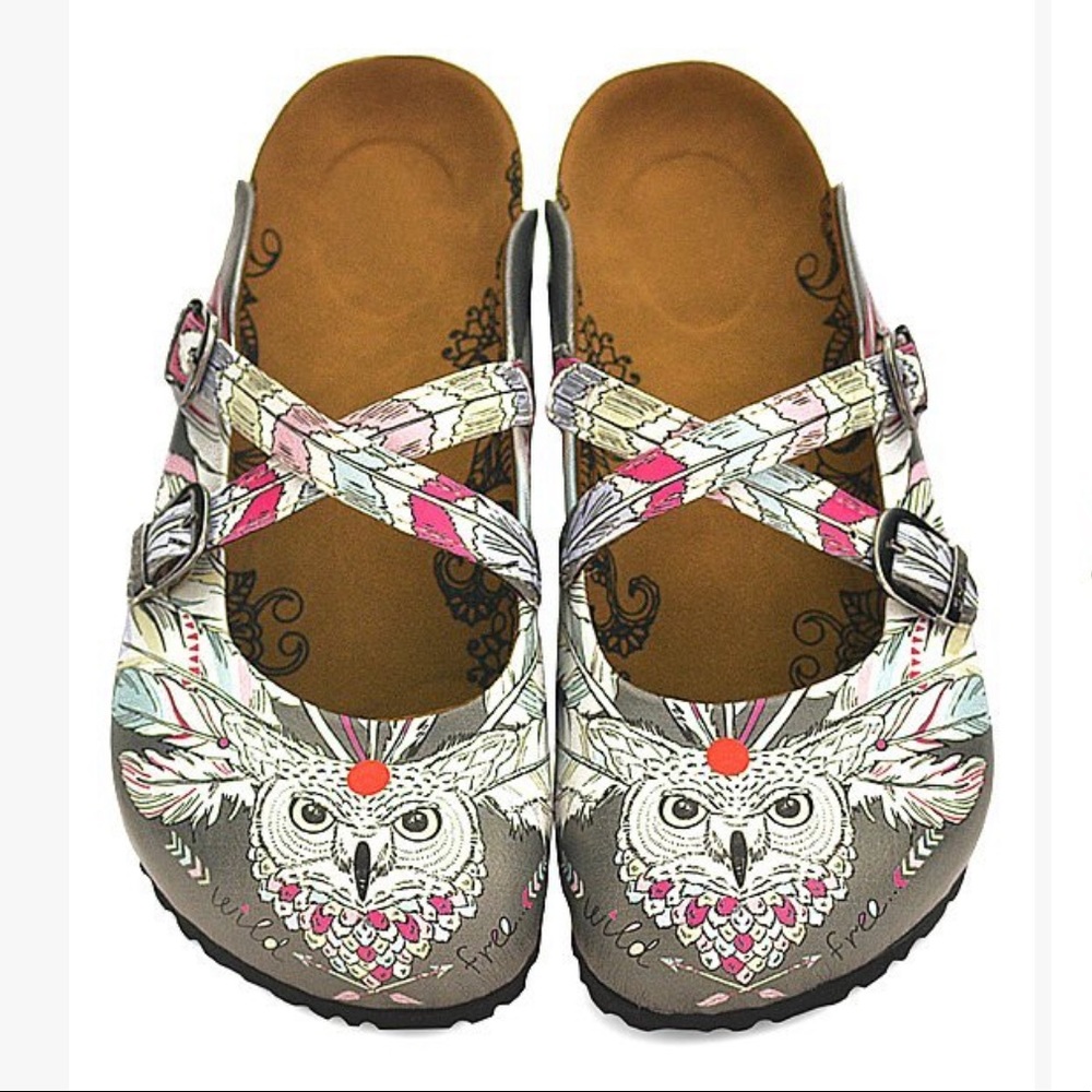 Calceo-Owl Wild free cross-strap mule- fits like Birkenstock boxed EU 35 -6-NWT - Picture 2 of 11